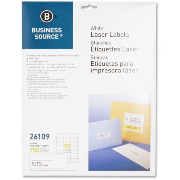 Business Source, BSN26109, Bright White Premium-quality Address Labels, 750 / Pack, White