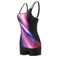 thumbnail image 6 of HAPIMO Women's Tankini One-Piece Swimsuit Summer Seaside Clothes for Girls Tie Dye Print Beachwear Strappy Tank Top Bathing Suit Suspenders Split Swimwear Sets Sales Purple L, 6 of 7