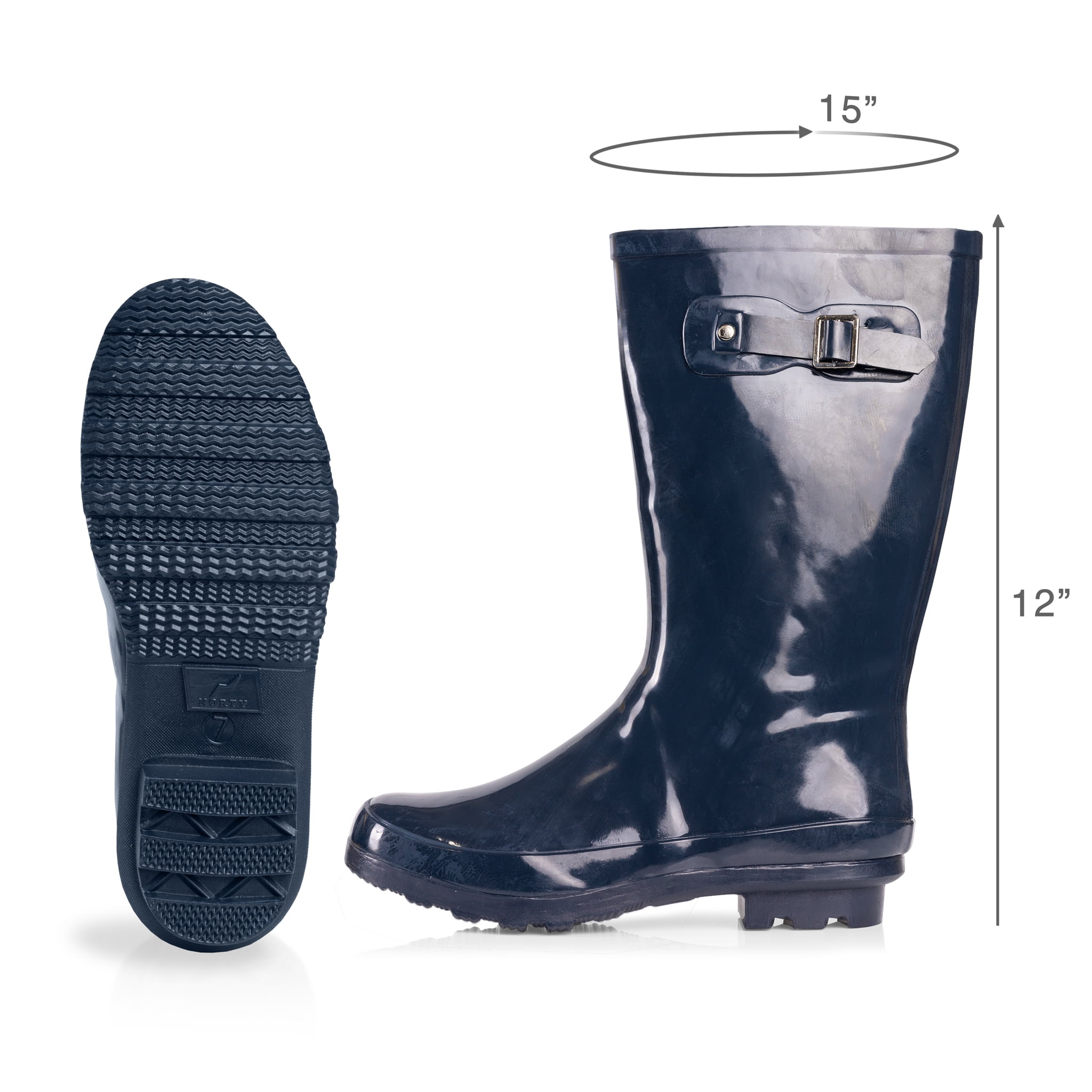 Norty Women's Hurricane Rain Boots – Waterproof Mid-Calf Length 11 inch Rubber Winter Spring and Garden Boots - runs a 1/2 size large