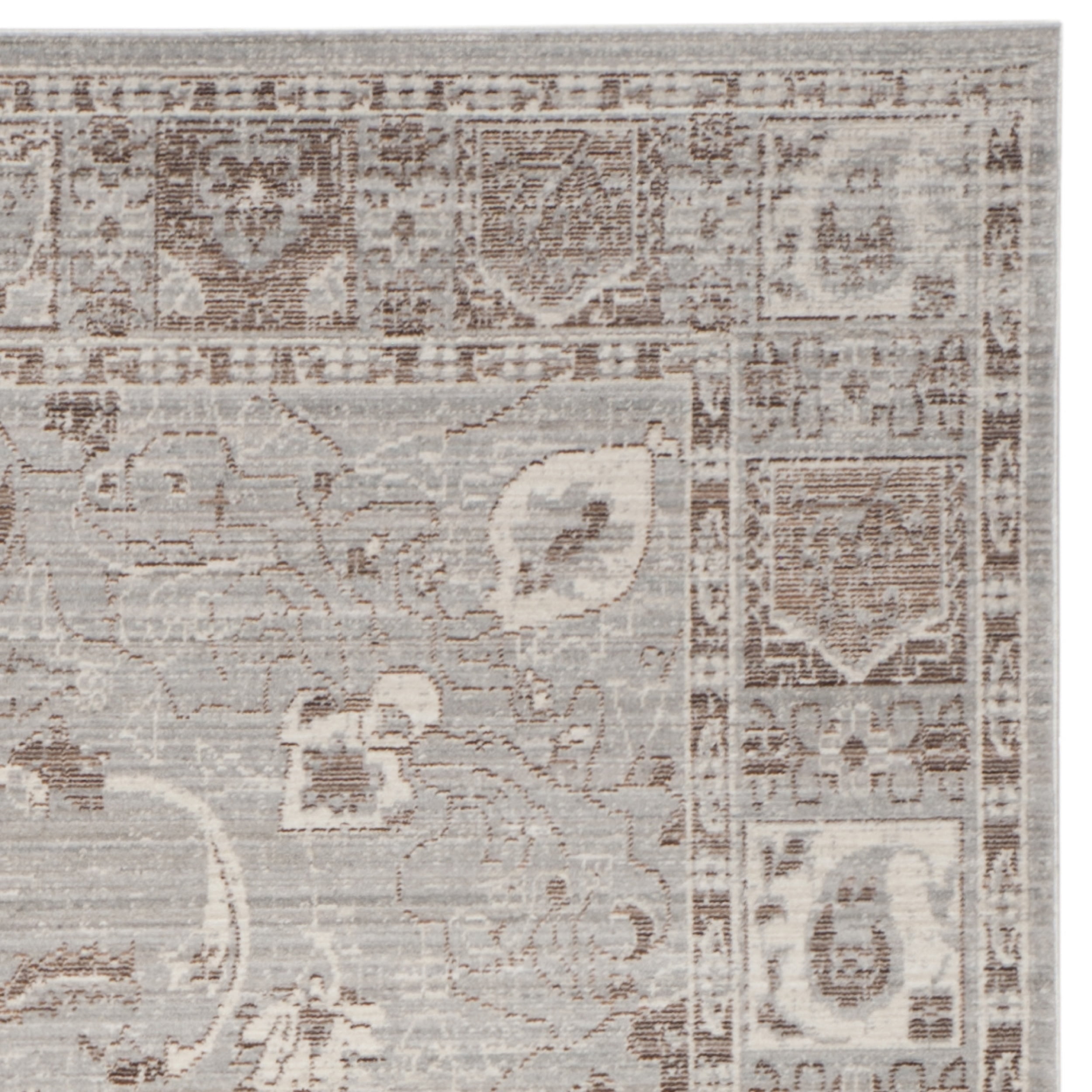 SAFAVIEH Valencia Rowan Floral Bordered Polyester Area Rug, Grey/Multi, 9' x 12'