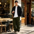 thumbnail image 6 of Rexolia Mens Designer Cargo Sweatpants Relaxed Multi Pocket Drawstring Waist Straight Leg Casual Army Green L, 6 of 9