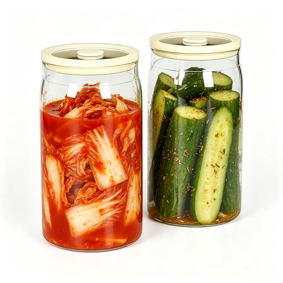 Brabtod 2-Pack Airtight Glass Storage Canisters, Food-Grade Borosilicate Jars for Coffee, Tea, Nuts & Dry Goods, 1200ml