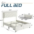 thumbnail image 5 of Merluxy Full Size Bed Frame with LED Lights&Storage Drawers,Velvet Upholstered Platform Bed,No Box Spring Needed,White, 5 of 8