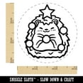 thumbnail image 2 of Christmas Hedgehog Tree Self-Inking Rubber Stamp Ink Stamper - Sky Blue Ink - Small 3/4 Inch, 2 of 7