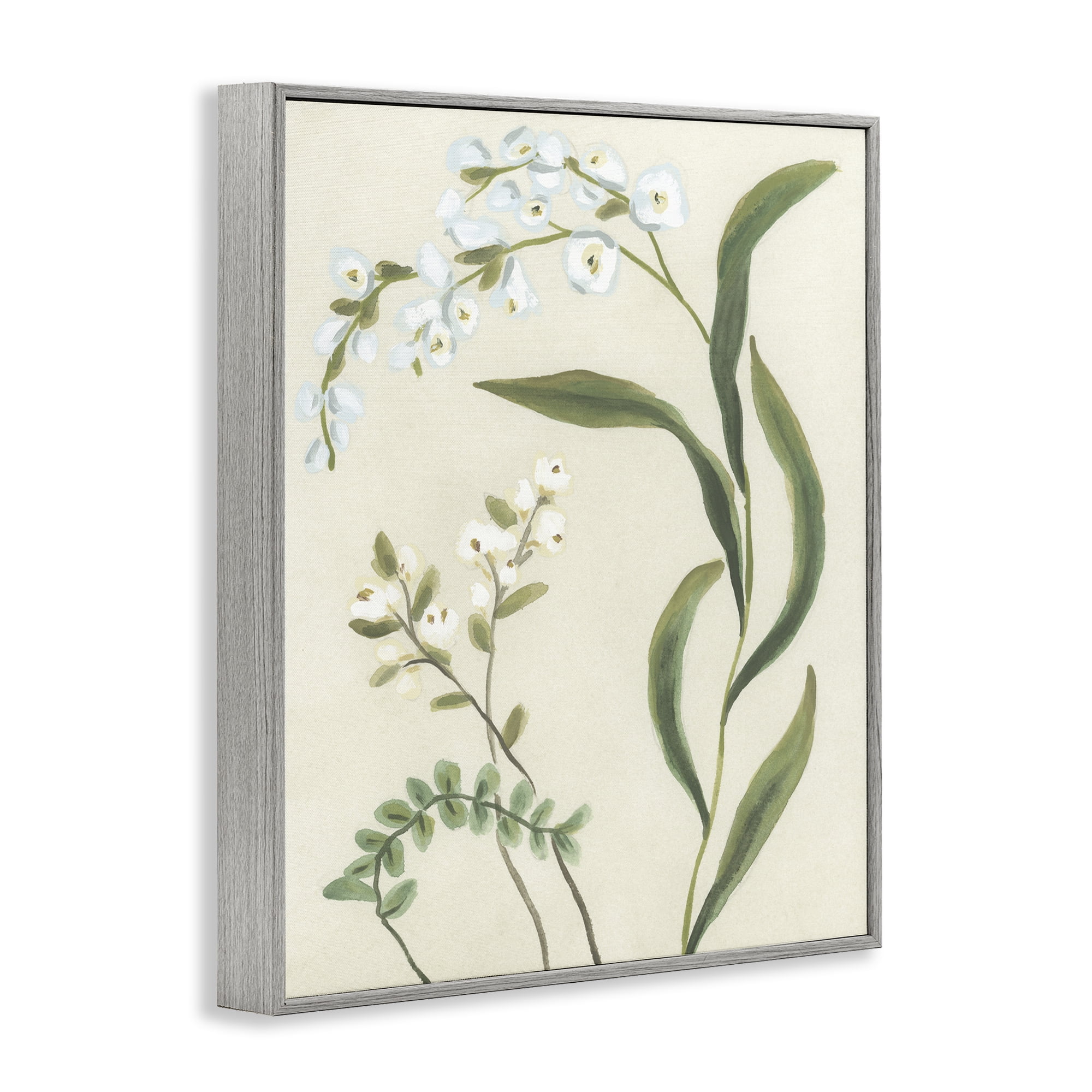 Stupell Industries Neutral Snowdrop Stems Gray Framed Giclee Art, design by June Erica Vess