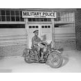 thumbnail image 2 of U.S. Archives 14x12 Gold Ornate Wood Framed with Double Matting Museum Art Print Titled - WWII An MP on motorcycle stands ready to answer all calls around his area. Columbus-Georgia, 2 of 4