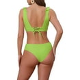thumbnail image 3 of INSPIRE CHIC Conjuntos de Bikini de Tirantes Anchos con Volantes en el Cuello en V de Mujer 2 Piezas con Cierre de Ajuste en la Parte Posterior Parte Inferior Triangular Talla X-Large Verde Pasto, 3 of 5