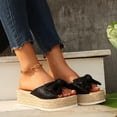 thumbnail image 5 of Xdegoge Espadrille Platform Sandals for Women Wedge Slides Slip On Peep Toe Cute Knotted Bowknot Decor Jute Sole Casual Summer Vacation Walking Footwear, 5 of 9