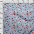 thumbnail image 2 of oneOone Silk Tabby Dusty Blue Fabric Flower & Leaves Watercolor Dress Material Fabric Print Fabric By The Yard 42 Inch Wide, 2 of 4