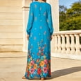 thumbnail image 5 of Miluxas Women's Long Sleeve Maxi Dress Chiffon Floral Print Boho Dresses Comfy Flowy Swing Beach Sundress Light Blue, 5 of 5
