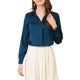 thumbnail image 1 of CAMISAS ELEGANTES PARA MUJER INSPIRADORAS CHIC Cuello en V, Manga Larga, Blusa de Satén Suave M Azul Profundo, 1 of 8