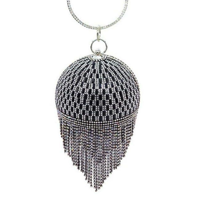 Party Handbag Fashion Tassel Round Ball Shape Clutch Bag Top Handle Bag