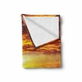thumbnail image 2 of Hawaiian Soft Flannel Fleece Throw Blanket, Dramatic Sunset Scenery Calm Exotic Beach Ocean Waves Coastal View, Cozy Plush for Indoor and Outdoor Use, 70" x 90", Dark Orange Orange, by Ambesonne, 2 of 6