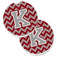 thumbnail image 1 of Lettre K Chevron Cramoisi & Gris Ensemble de 2 Porte-Gobelet Coaster, 1 of 1