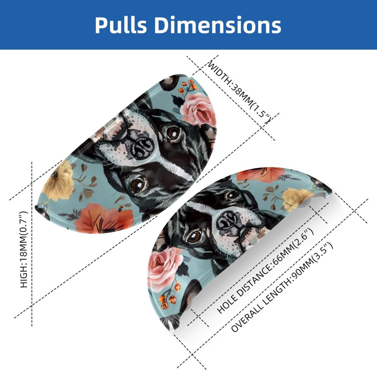 PhooArto 6 Pcs Cup Drawer Pulls, Boston Terriers Flower Pattern Shell Shape Handles Cabinet Knobs for Dresser Cupboard Closet Wardrobe with Screws