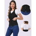 thumbnail image 2 of DARING DIVA Women's Halter Neck Button Down Backless Jean Waistcoat L Black, 2 of 6