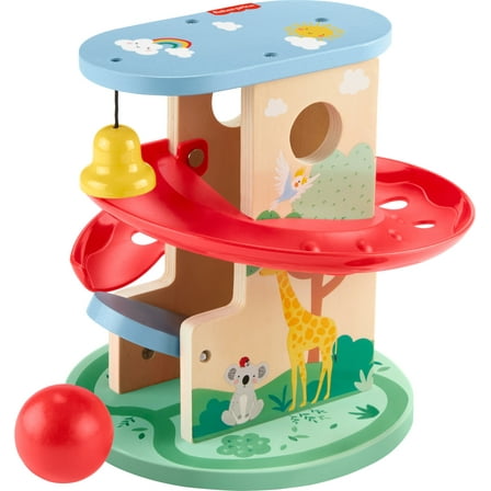 Fisher-Price Wooden Treehouse Ball Run Baby & Toddler Toy for Developmental Play, 2 Wood Pieces