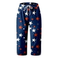 thumbnail image 3 of KDFJPTH USA Independence Day Star Print Capri Pants for Women Elastic Drawstring Waist Patriotic Cropped Trousers with Side Slits Dark Blue L, 3 of 4