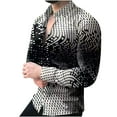 thumbnail image 2 of Floenr Mens T Shirts,Men's Long Sleeve Gradient Slim Geometric Graphic Printed Casual Shirt, 2 of 5