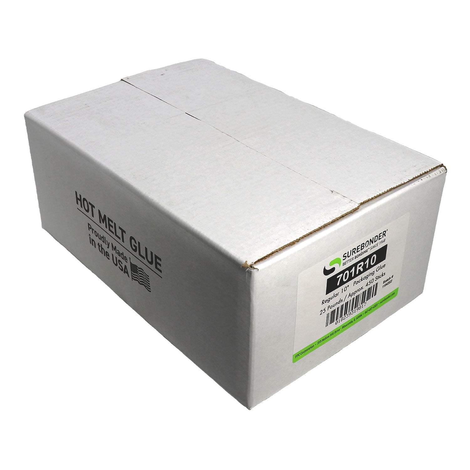 701R10 Fast Set Packaging Hot Melt Glue Sticks 7/16" x 10" | 25 lb Box