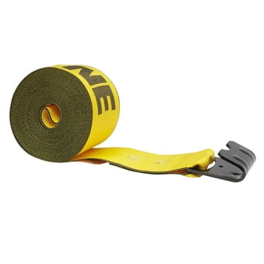 Kinedyne (423021) Winch Straps 4" x 30" Gold Heavy Duty Tie down w/ Flat Hooks WLL# 5400 lbs | 4 Inch Cargo Control for Flatbed Truck Utility Trailer