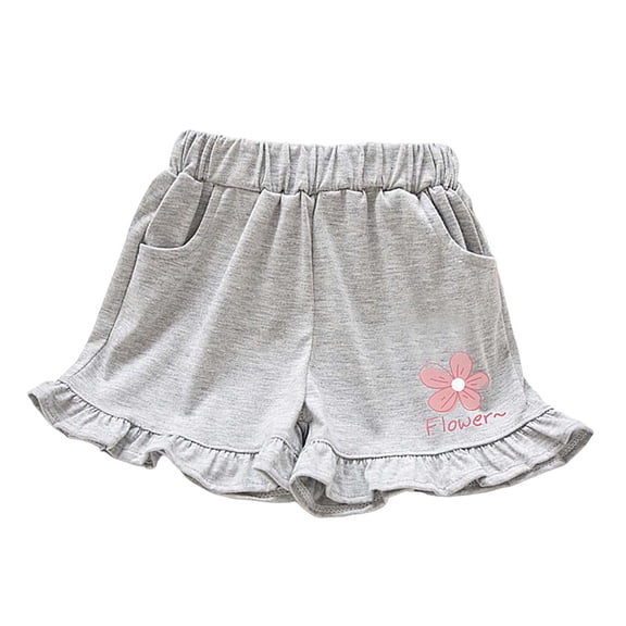Pimfylm Girl Shorts Toddler Girls Athletic Shorts with Zipper Pocket Lightweight Elastic Waist Running Shorts for Teen Girls Kids Active Sports Light Gray,Size for 9-10 Years