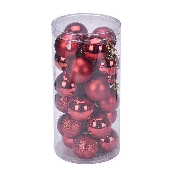 2025 CISIL & 24-Count Christmas Tree Ornaments Shatterproof Multi-Textured Red Balls 8cm 3.15In
