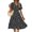 Black, variant on Diufon Women's Summer Long Dresses Short Sleeve Button V Neck Tunic Dress Casual Printed Flowy Sundresses