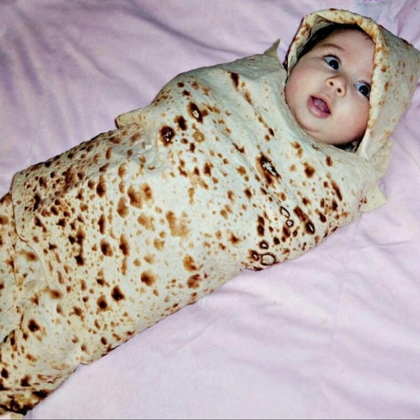 DPTALR Burrito Baby Blanket Flour Tortilla Swaddle Blanket Sleeping Swaddle Wrap Hat