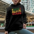 thumbnail image 2 of Dope Black Nurse, African American Themed, Groovy Retro Wavy Text Merch Gift, Black Hooded Sweatshirt or Hoodie, Small, 2 of 5
