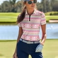 thumbnail image 4 of Whosucclay Striped Floral Pattern Polo Shirts, Soft 1/4 Zip Quick Dry Tennis Shirts for Golf Bowling Exercise Lightweight Size X-Small, 4 of 10