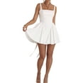 thumbnail image 5 of Douhoow Women White Corset Dress Sleeveless Ruffles Dress Backless Bandage A-Line Mini Dress, 5 of 9