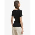 thumbnail image 2 of Women's Casual Short Sleeve Scoop Neck Summer Tops Ribbed Knit Slim Fit Tee Shirts, 2 of 4