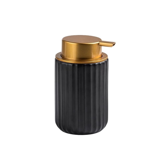Ceramic Striped Soap Dispenser Bathroom Shower Gel Lotion Push Foaming Bottle