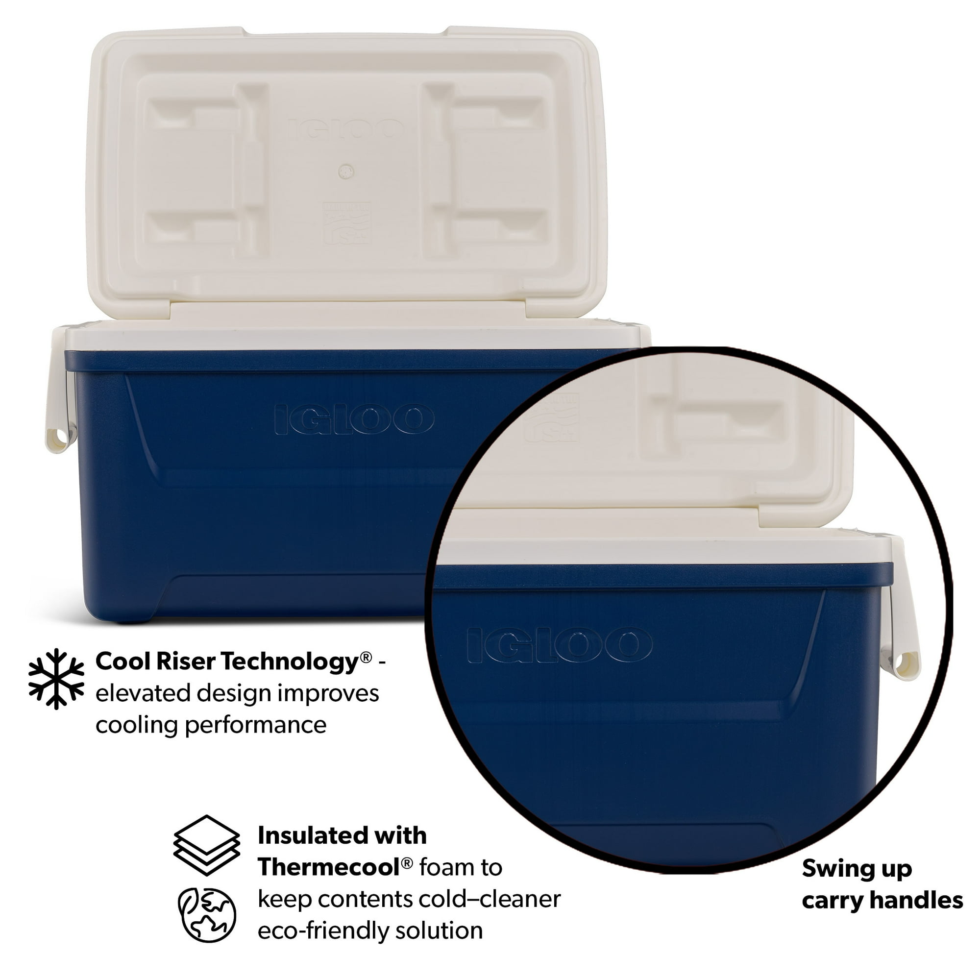 Igloo 48 QT Laguna Hard Sided Ice Chest Cooler, Navy