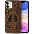 thumbnail image 1 of Case Yard Wooden Case for iPhone-12-Mini Soft TPU Silicone cover Slim Fit Shockproof Wood Protective Phone Cover for Girls Boys Men and Women Supports Wireless Charging Wolf Face Full Design, 1 of 7