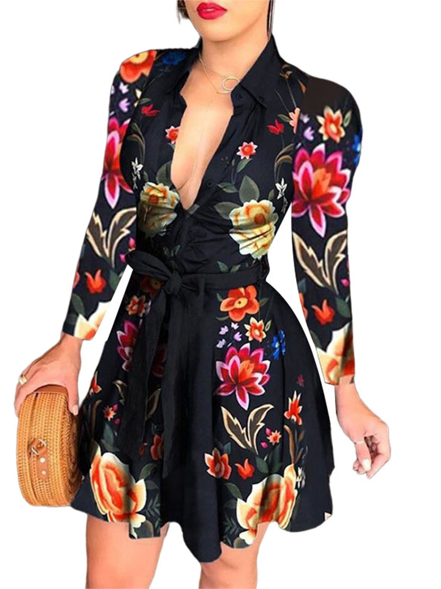 Sexy Dance Retro Long Sleeve Wrap Tunic Dress For Kuwait | Ubuy
