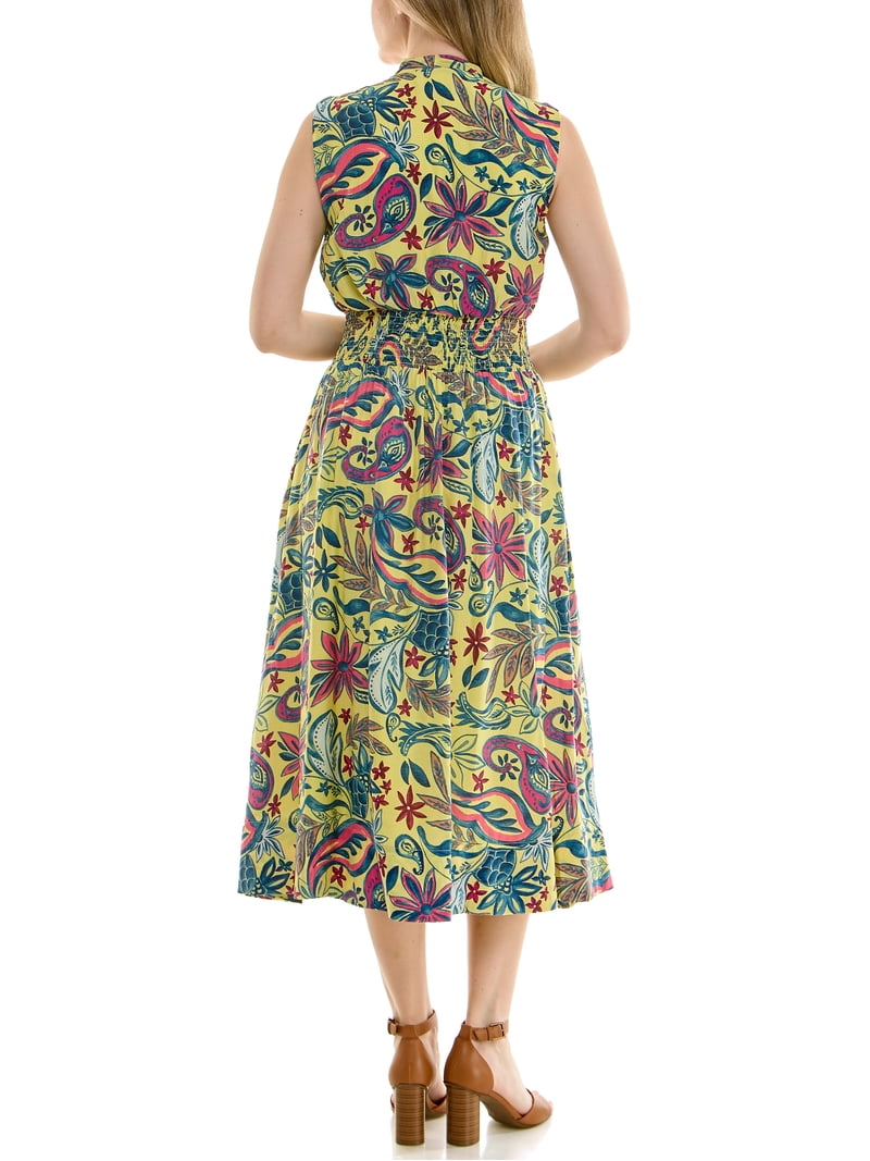 midi dress walmart Enjoytime Womens Summer Dresses Floral Printed Round Neck Long Sleeve Midi Dress Spring Fashion Casual Elegant Dress