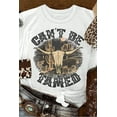 thumbnail image 2 of Women's White Cant Be Tamed Western Steer Head Crew Neck T-Shirt, 2 of 7