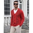 thumbnail image 4 of COOFADNY Mens Cardigan Sweater Vintage Striped V-Neck Long Sleeve Button Down Knitted Sweaters, 4 of 8