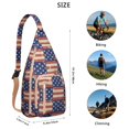 thumbnail image 3 of Boho Watercolor Sling Backpack – Abstract Geometric Pattern Crossbody Bag with Rainbow Gradient, Ocean Scenery, and Patriotic American Flag Design for Hiking & Travel, 3 of 4