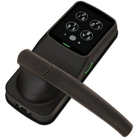 Lockly - Secure Plus Smart Lock Bluetooth Replacement Latch with Touchscreen/Fingerprint Sensor/Key Access/Auto Lock - Matte Black
