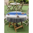 thumbnail image 4 of Outdoor Tablecloth with Umbrella Hole for Patio/Picnic/Party/Camping, Ombre Grey Blue Waterproof Table Cloth Round Cover Washable, Modern Abstract Art Gradient (Dia 60"), 4 of 9