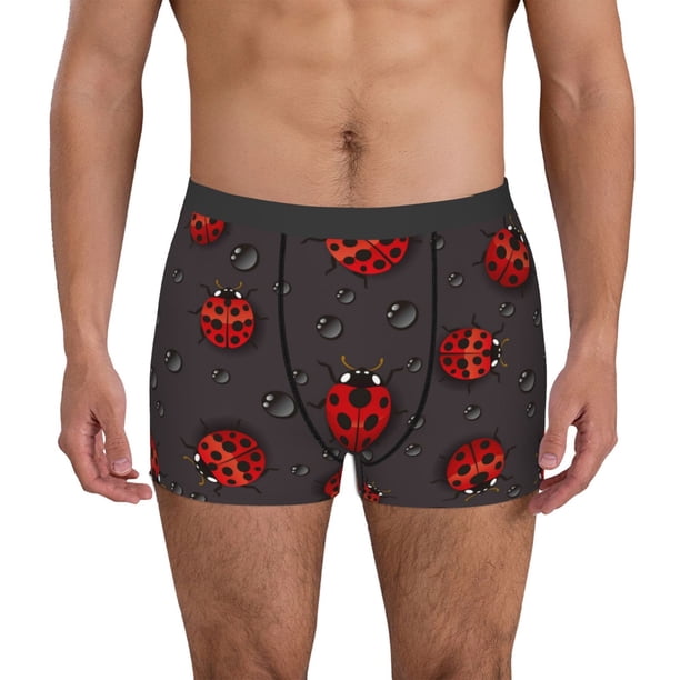 Fotbe Red Ladybugs On Dark Background Calzoncillos Tipo Boxer con Bolsa de Soporte Total para Hombre, X-Temp Fresco, Transpirable y de Secado Rápido-Medium