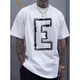 thumbnail image 1 of Simple and stylish E-letter printed men's round neck short sleeved T-shirt, comfortable and breathable casual sports top suitable for spring and summer vacation leisure, 1 of 5