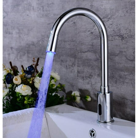 Photo 1 of gangang led kitchen touch free automatic sensor sink faucet with temperature control handle chrome single hole straight spout bar faucet lavatory plumbing fixtures bathtub mixer taps