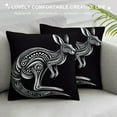 thumbnail image 3 of Orinice  Tropical Animals Throw Pillow Cushion Cover, Aboriginal Kangaroo Motif Cream Toned Circling Dot Design, Decorative Rectangle Accent Pillow Case, Redwood Brown White, 3 of 5