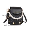 thumbnail image 2 of Korean Print Minority Mobile Phone Bag  Pearl Chain Flap Handbag for Ladies Girls (White), 2 of 10