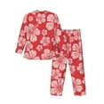 thumbnail image 2 of Bingfone Men'S Pajama Set 2 Piece Loungewear Pjs, Long Sleeve With Pajama Pants-Red Hibiscus Flower, 2 of 9