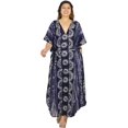 thumbnail image 5 of HAPPY BAY Women's Summer Batik Sleepwear Caftan Maxi Loungewear Dashiki House Dress Nightgowns for Women 2X-3X Floral, Multi, 5 of 6